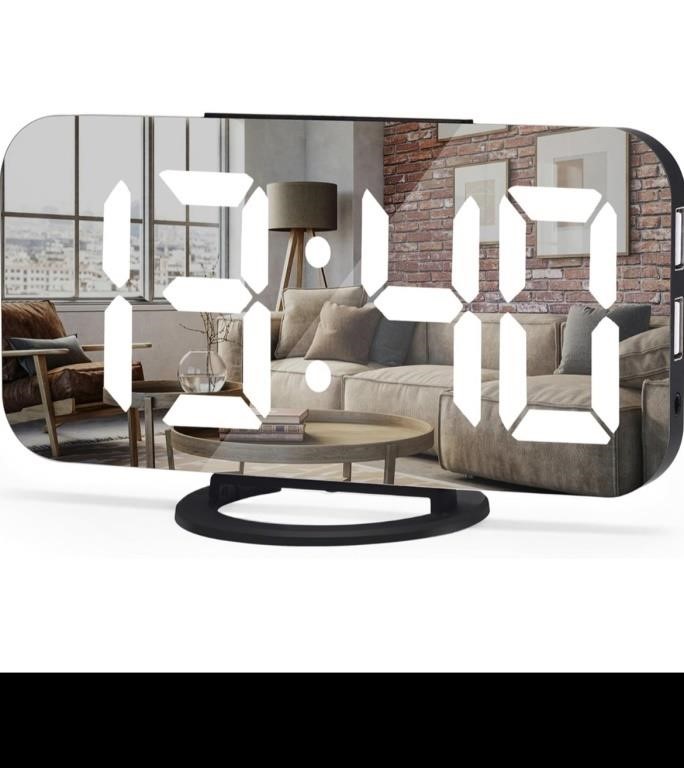 Like new Digital Alarm Clock, 6.6" Large Mirrored