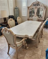 F - FORMAL DINING TABLE, CHAIRS & CHINA HUTCH