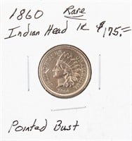 RARE 1860 Indian Head Cent POINTED BUST