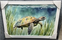New, Turtle Swimming Thur Sea Grass Board Picture