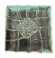 Ceramic Slab Platter with Sun Design