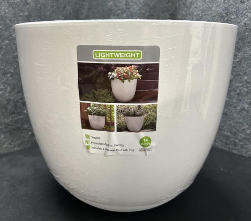 New, Lightweight 14” Citadel Planter in White