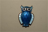 David Andersen/Norway Blue Guilloche Owl Brooch