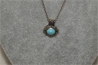 Sterling Necklace & Blue Stone Pendant