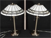 MATCHING GLASS METAL TABLE LAMPS