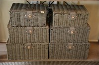 TWO SETS OF MATCHING WICKER BASKETS