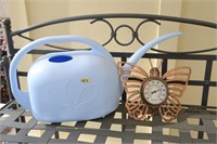 WATERING CAN. METAL BUTTERFLY THERMOMETER