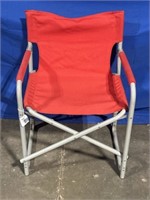 Red Metal and Fabric Folding Chair