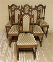 Barley Twist Oak Upholstered Chairs.