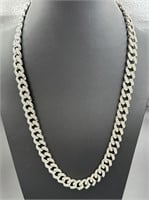 White Gold & White Sapphire Miami Cuban Necklace