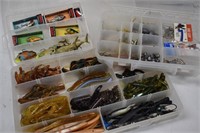 3 Plastic Trays Full of Tackle. Hooks Weights Bait