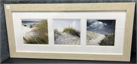 Beach Scenes Framed in Blonde Wood Style Frame