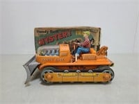 1950's Handy Hank Battery Op Mystery Tractor Tin T