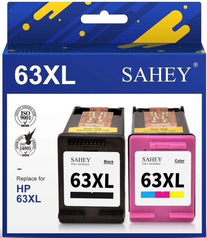 O3328  Sahey HP 63XL Ink Cartridge, 1 Black, 1 Tri
