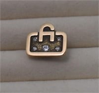 10K Lapel Pin w/ Diamonds - Middle Stone Is Not a