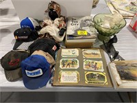MEN'S HATS, BINDER OF ANTIQUE HOLIDAY POST CARDS,