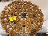 22" DIAMETER MACRAME AZTEC THEMED WALL ART