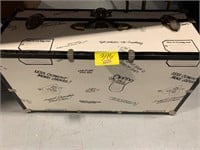 VERY COOL MID CENTURY HIPPIE SAYING TRUNK - 30"