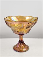 Indiana Glass Grape Harvest Marigold Pedestal Bowl
