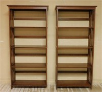 Mission Style Tall Mahogany Open Bookcases.