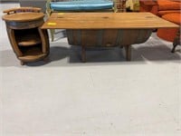 BARREL THEMED END TABLE & MATCHING COFFEE TABLE