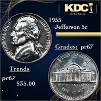 Proof 1955 Jefferson Nickel 5c Grades GEM++ Proof