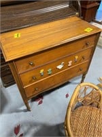 3FT LONG ROLLING WOOD CHEST OF DRAWERS