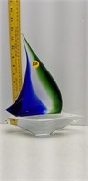 MURANO GLASS VENETIAN STYLE SAILSHIP 12X9