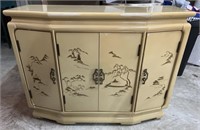 Asian Inspired Console Hand Painted Front 4 Door