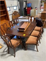 66" LONG DINING ROOM TABLE, 8 MATCHING CHAIRS, 2