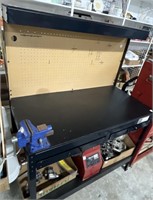 Work Bench with Vise, Drawers & Power Strip &