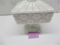 Milk Glass Serving DIsh and Lid