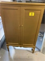 4FT TALL GOLD PAINTED WOODEN PIANO ROLL CABINET