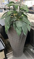 Faux Plant in Resin Rattan Planter