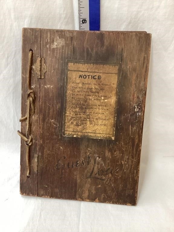 Wood Guest/Autograph Book, 9”T, 1930's-40's