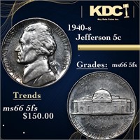 1940-s Jefferson Nickel 5c Grades GEM+ 5fs