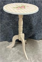 Painted Pedestal Side Table  14 x 23 .5 h
