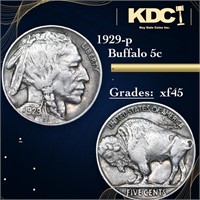 1929-p Buffalo Nickel 5c Grades xf+