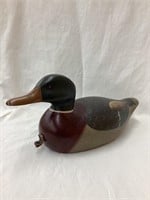 Carved Wooden Duck Decoy, Signed, 14”L