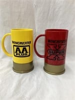 (2) Winchester Shot Gun Shell Adv. Mugs, 6”T