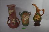 Three Chipped & Repaired Roseville Vases