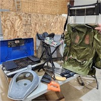 Roof vent, bed pan, camp stools, backpack etc.