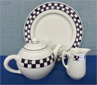 Pottery 3 Pcs , Platter , Tea Pot , Creamer