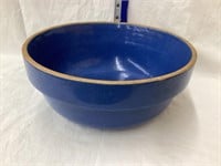 Blue Stoneware Bowl, Chip on Rim, 10 1/2”