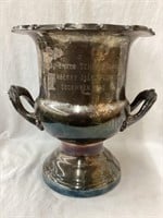 Silver Plate Tennis Trophy Cup, 10”T