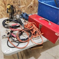 Trouble lights, drill, toolbox, booster cables