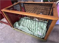 Wood Edged Dog Bed / Crate on wheels- Side Door &