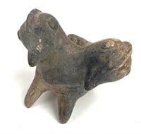 Pre-Columbian Zoomorphic Pottery Double Whistle