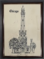 The Old Water Tower, Chicago Print of Sketch