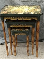 Contemporary handpainted nest of 3 side tables